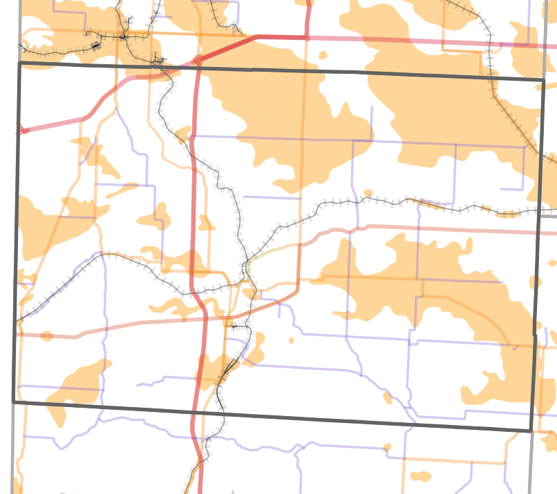 Presettlement prairie locality map for Newton County, Missouri