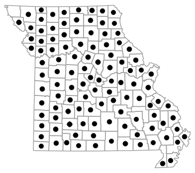 County map for Chelydra serpentina (North American Snapping Turtle)
