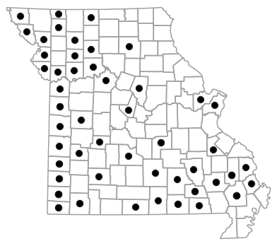 County map for Dryophytes chrysoscelis (Cope