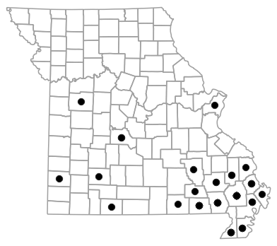 County map for Dryophytes cinereus (Green Treefrog)