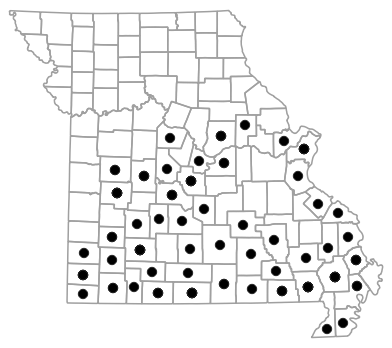 County map for Gastrophryne carolinensis (Eastern Narrow-mouthed Toad)