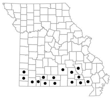 County map for Necturus louisianensis (Red River Mudpuppy)