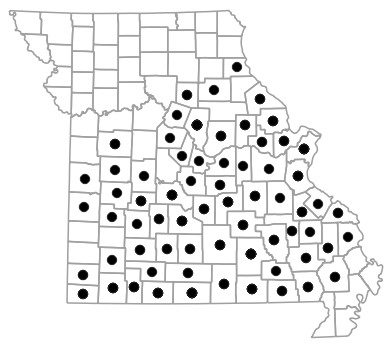 County map for Notophthalmus viridescens (Central Newt)