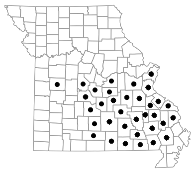 County map for Plethodon serratus (Southern Red-backed Salamander)