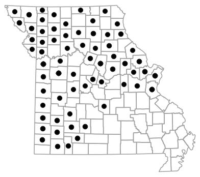 County map for Pseudacris maculata (Boreal Chorus Frog)