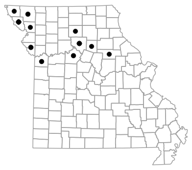 County map for Sistrurus tergeminus (Prairie Massasauga)