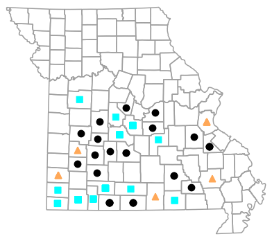 Historical county map for Virginia striatula (Rough Earthsnake)
