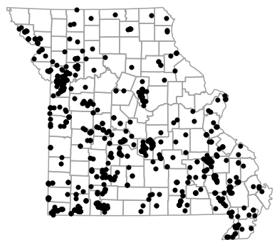 Map of records for 1950 to 1959