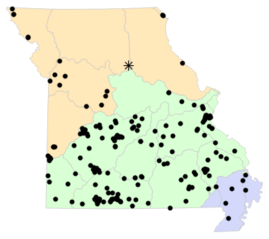 Ecological Drainage Units map for Aspidoscelis sexlineatus (Prairie Racerunner)