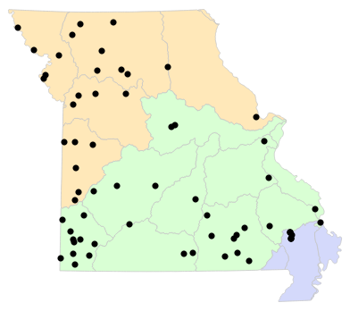 Ecological Drainage Units map for Dryophytes chrysoscelis (Cope
