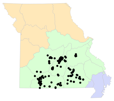 Ecological Drainage Units map for Eurycea nerea (Northern Grotto Salamander)
