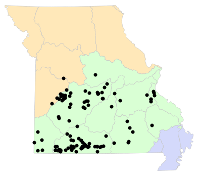 Ecological Drainage Units map for Virginia striatula (Rough Earthsnake)