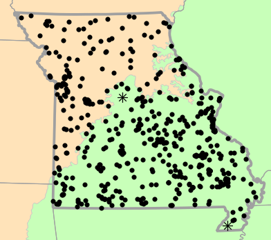 Level I Ecoregions map for Acris blanchardi (Blanchard