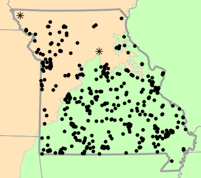 Level I Ecoregions map for Agkistrodon contortrix (Eastern Copperhead)