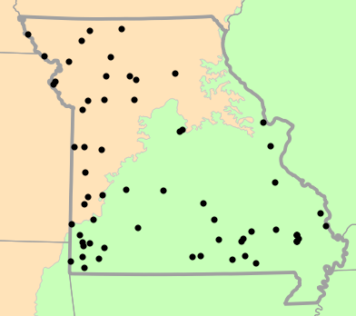 Level I Ecoregions map for Dryophytes chrysoscelis (Cope