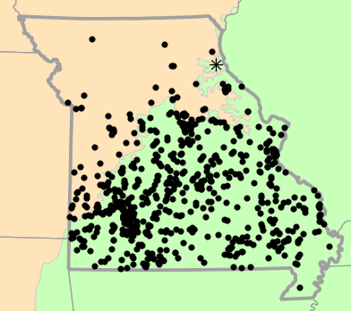 Level I Ecoregions map for Terrapene triunguis (Three-toed Box Turtle)