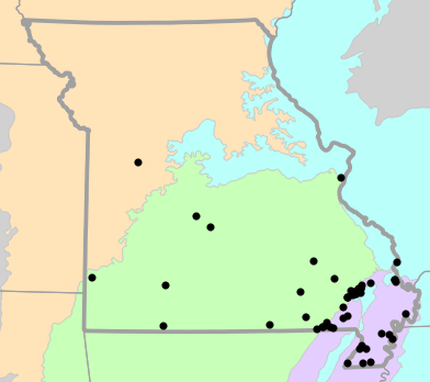 Level II Ecoregions map for Dryophytes cinereus (Green Treefrog)