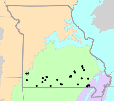 Level II Ecoregions map for Necturus louisianensis (Red River Mudpuppy)