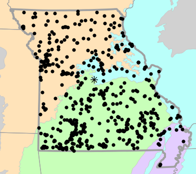 Level II Ecoregions map for Nerodia sipedon (Common Watersnake)