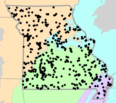 Level II Ecoregions map for Pantherophis obsoletus (Western Ratsnake)