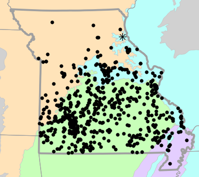 Level II Ecoregions map for Terrapene triunguis (Three-toed Box Turtle)