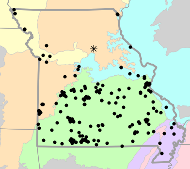 Level III Ecoregions map for Aspidoscelis sexlineatus (Prairie Racerunner)