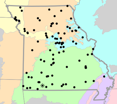 Level III Ecoregions map for Dryophytes versicolor (Gray Treefrog)