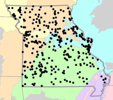Level III Ecoregions map for Lampropeltis calligaster (Prairie Kingsnake)