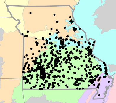 Level III Ecoregions map for Terrapene carolina (Three-toed Box Turtle)