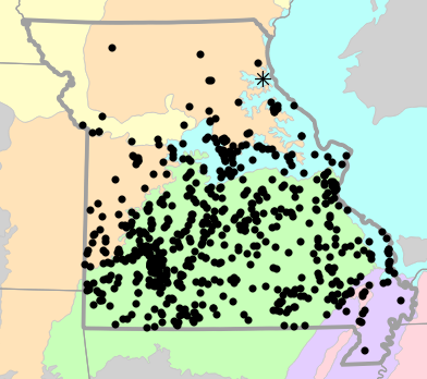Level III Ecoregions map for Terrapene triunguis (Three-toed Box Turtle)