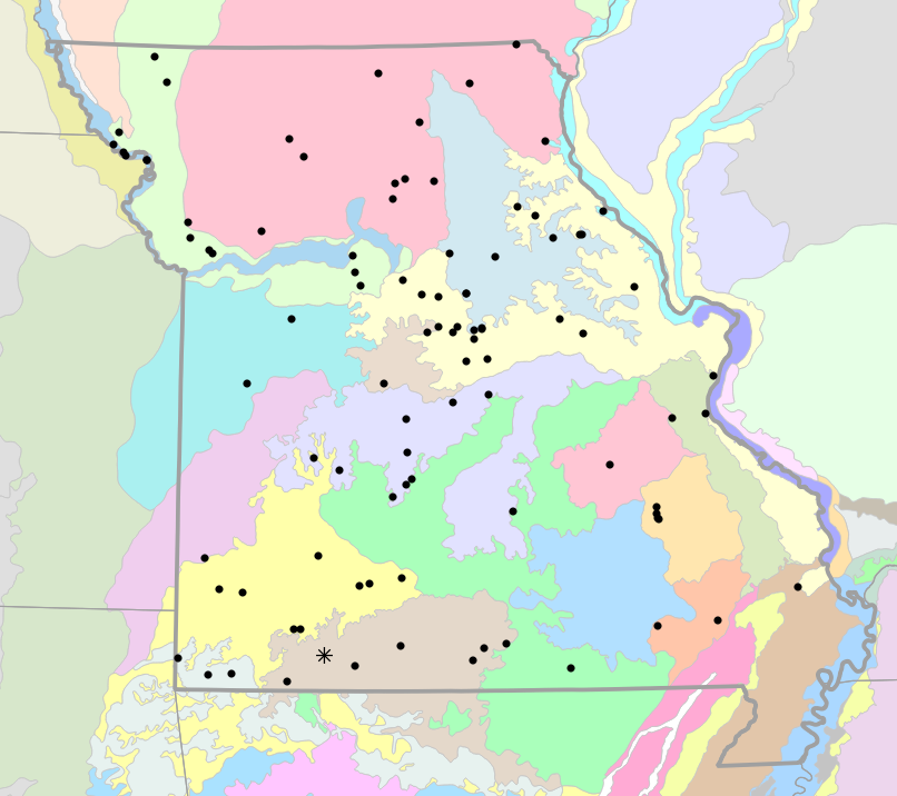 Level IV Ecoregions map for Dryophytes versicolor (Gray Treefrog)