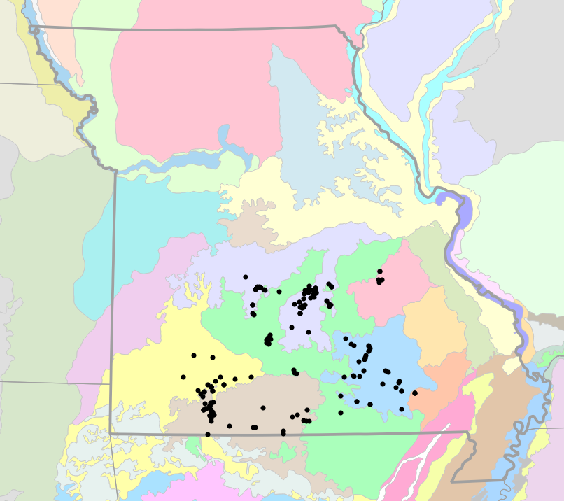 Level IV Ecoregions map for Eurycea nerea (Northern Grotto Salamander)
