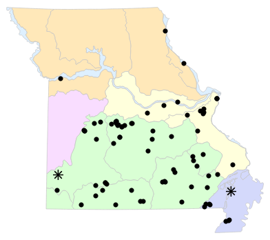Natural Divisions locality map for Necturus maculosus (Mudpuppy)