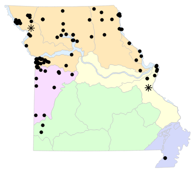 Natural Divisions locality map for Regina grahamii (Graham