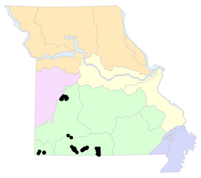 Natural Divisions locality map for Sonora episcopa (Great Plains Groundsnake)
