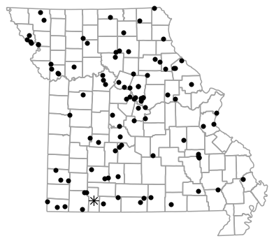 Locality map for Dryophytes versicolor (Gray Treefrog)