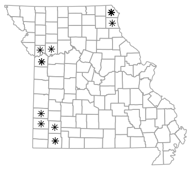 Locality map for Kinosternon flavescens (Yellow Mud Turtle)