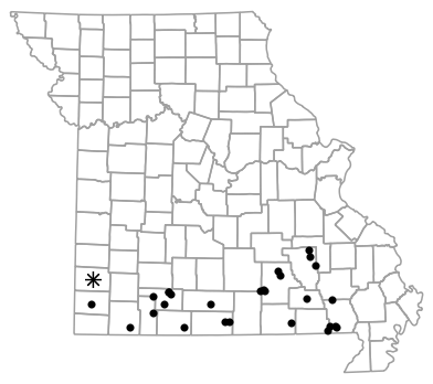 Locality map for Necturus louisianensis (Red River Mudpuppy)