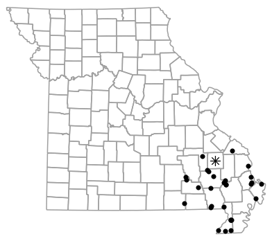 Locality map for Pseudacris feriarum (Upland Chorus Frog)