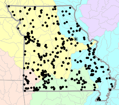 Major watersheds map for Anaxyrus americanus (American Toad)