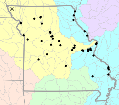 Major watersheds map for Apalone mutica (Midland Smooth Softshell)