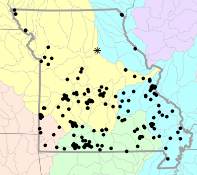 Major watersheds map for Aspidoscelis sexlineatus (Prairie Racerunner)