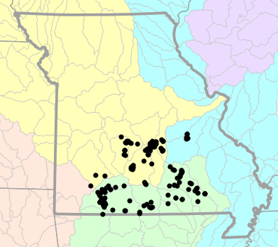 Major watersheds map for Eurycea nerea (Northern Grotto Salamander)