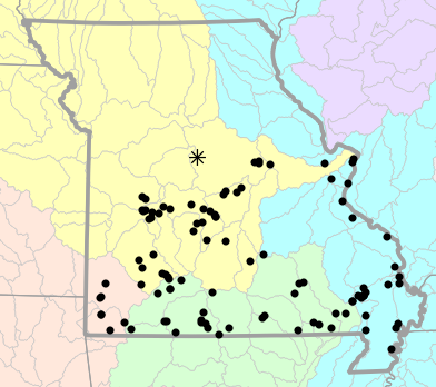 Major watersheds map for Gastrophryne carolinensis (Eastern Narrow-mouthed Toad)