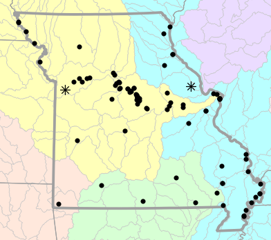 Major watersheds map for Graptemys pseudogeographica (False Map Turtle)