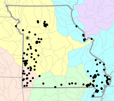 Major watersheds map for Nerodia erythrogaster (Plain-bellied Watersnake)