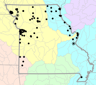 Major watersheds map for Regina grahamii (Graham
