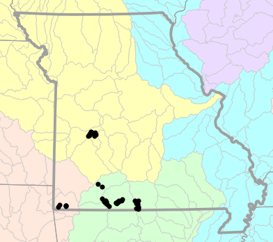 Major watersheds map for Sonora episcopa (Great Plains Groundsnake)