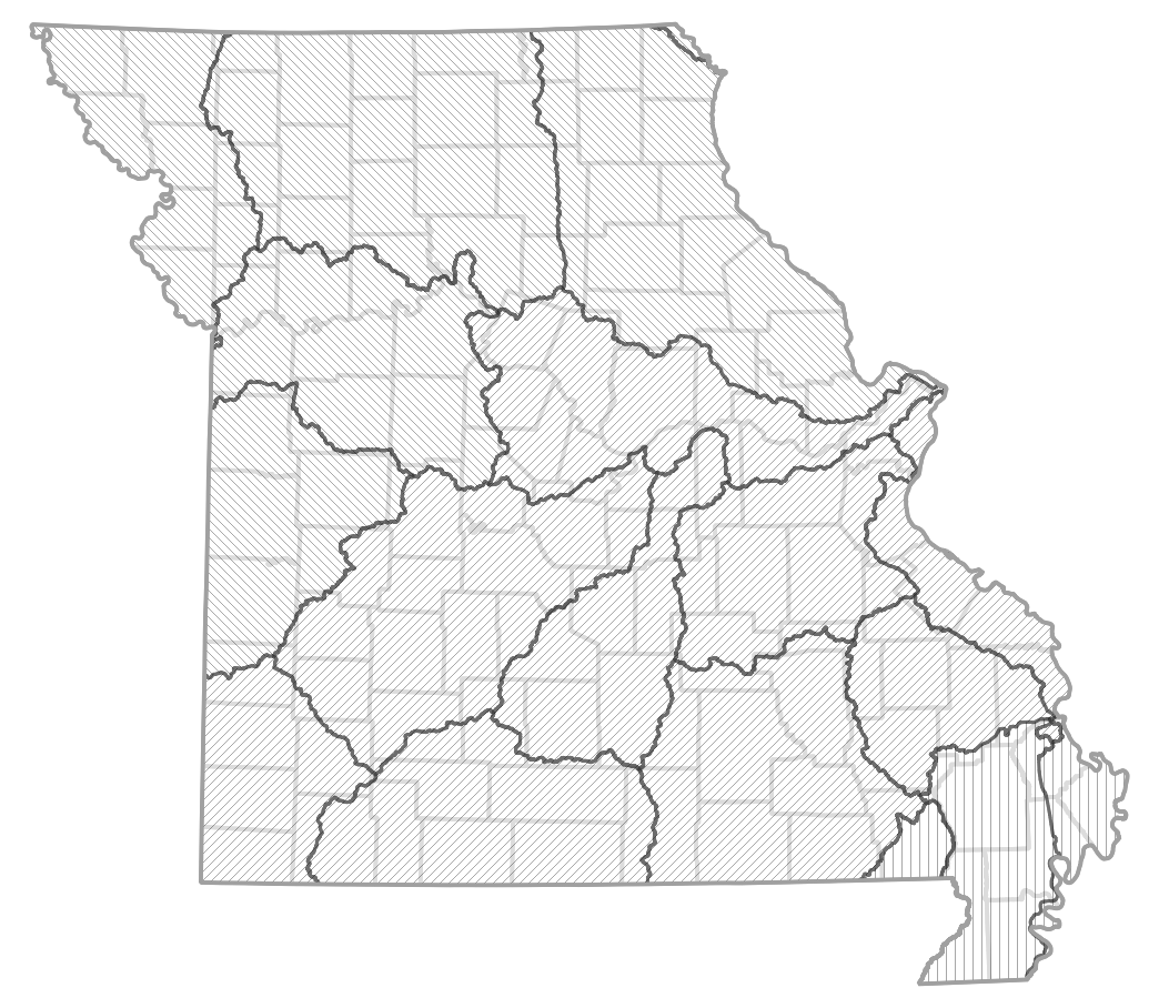 Reference map of Missouri ecological drainage units